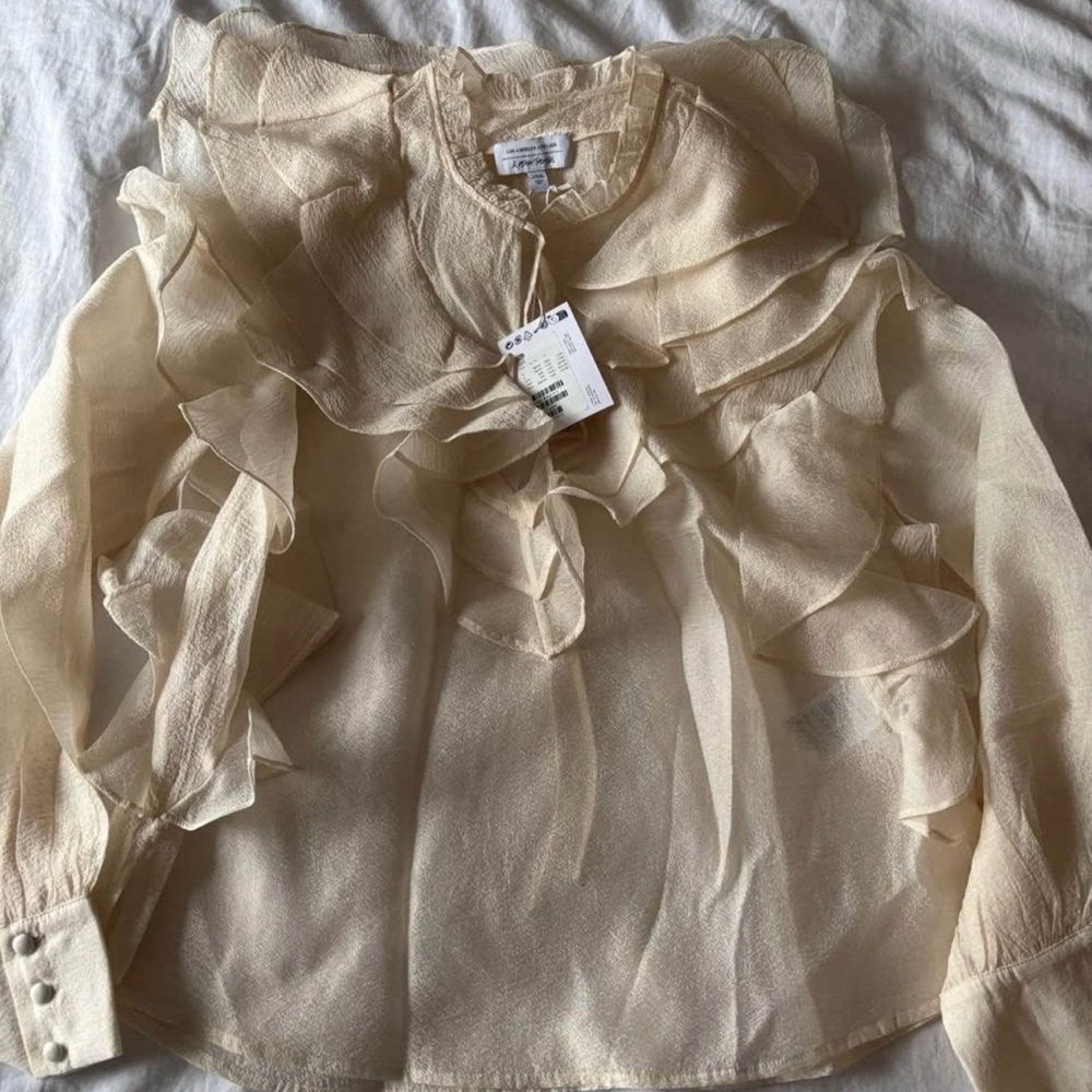 & Other Stories Beige Ruffle Blouse